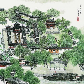  antigua Pintura - Cao renrong Suzhou Park paredes antiguas chinas